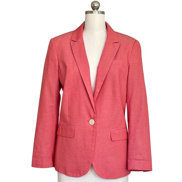 Johnston&Murphy Jackets & Blazers - Johnston & Murphy Blazer Womens Size M Pink Polka Dot 1-Button Striped